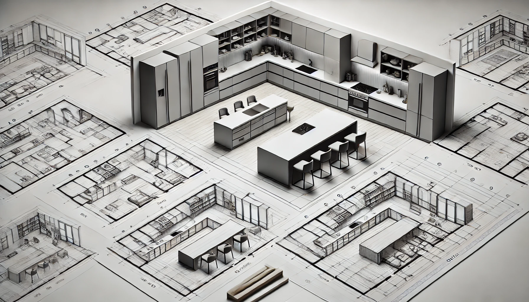 plan kitchen - inplace studio - Luxury Kitchen cabinetry Each variation showcases unique configurations for cabinetry, islands, and appliances to inspire versatile, functional spaces