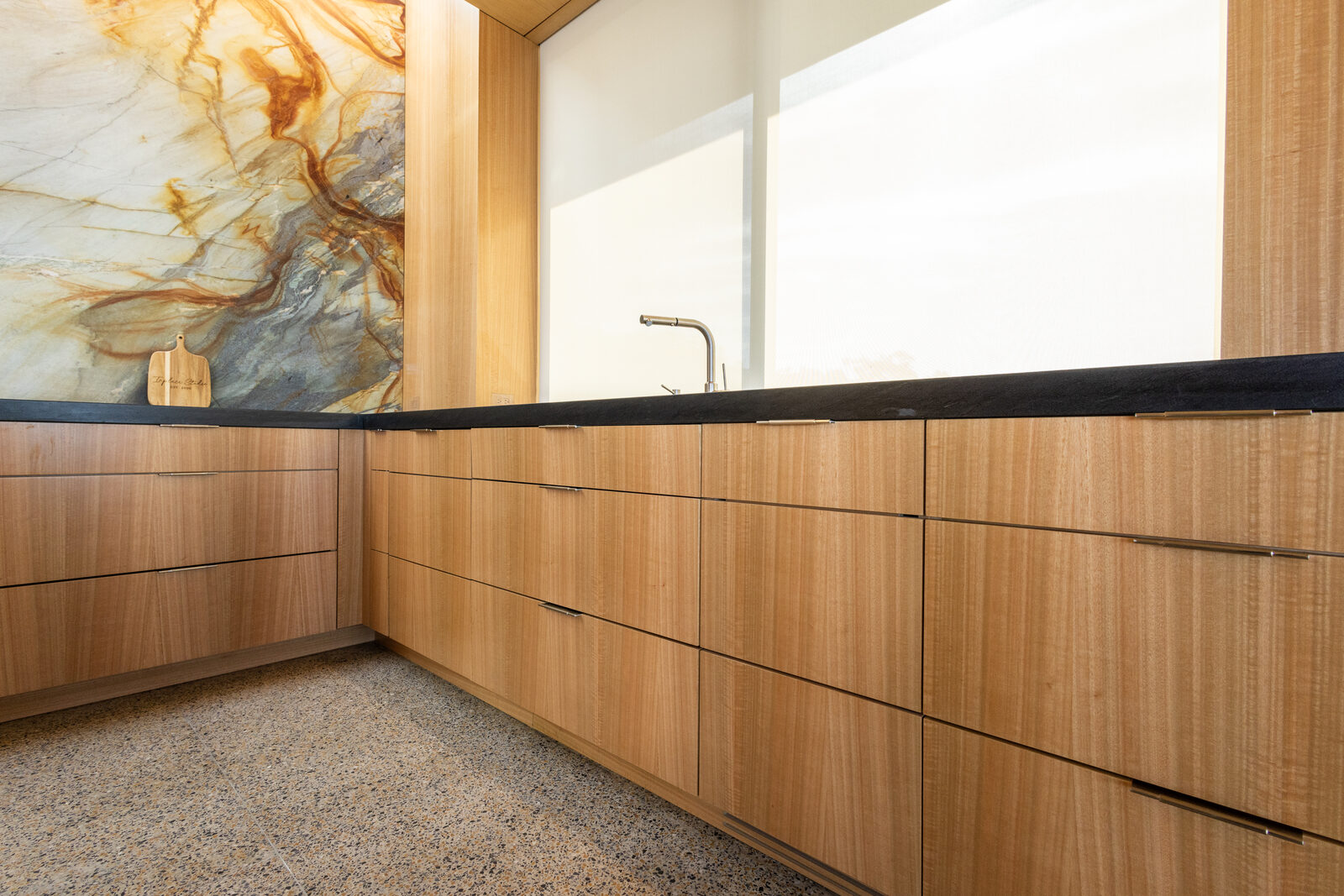 Custom eucalyptus veneer cabinetry — San Diego custom cabinetry