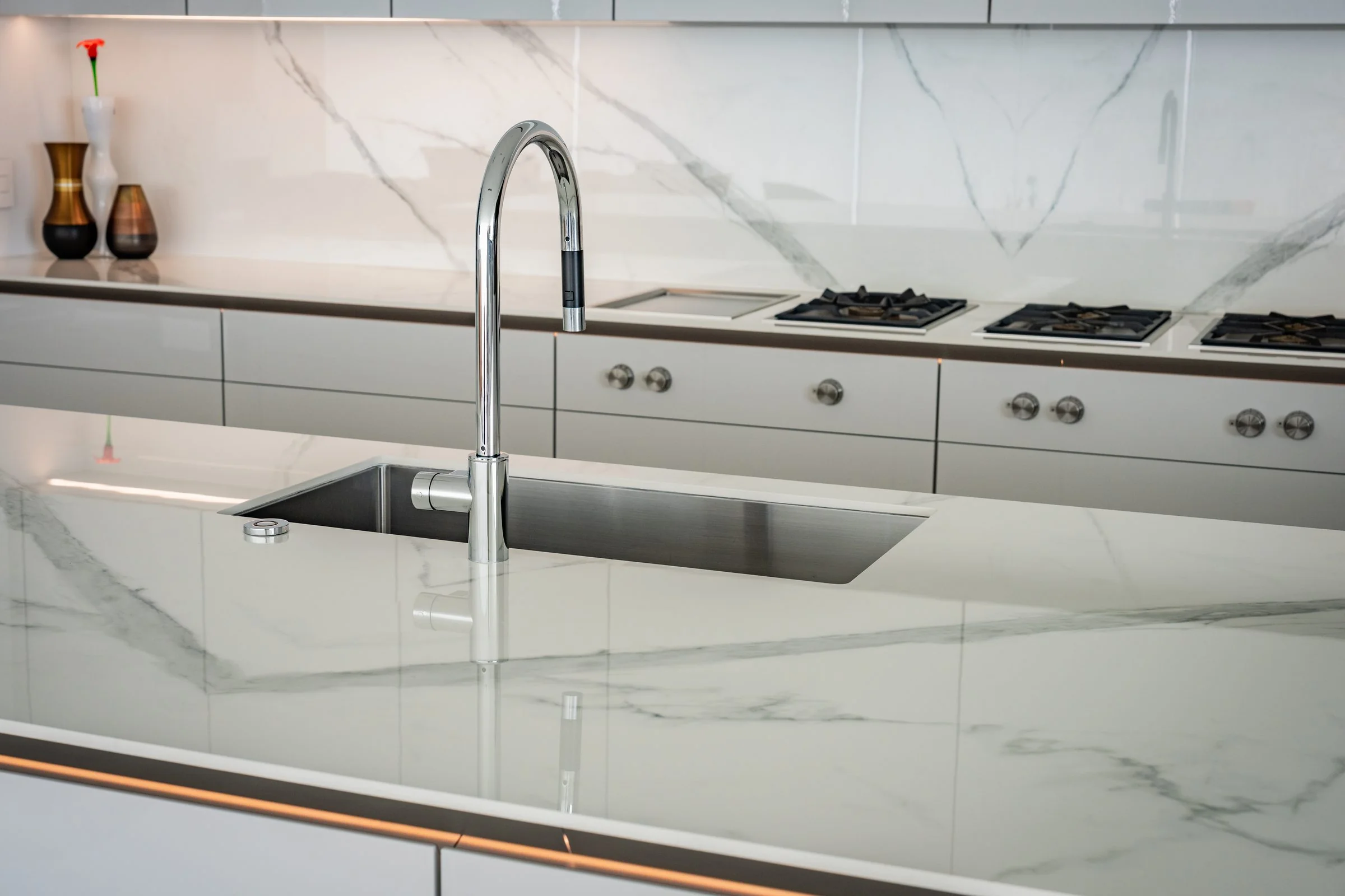 SieMatic handleless cabinetry detail, San Diego