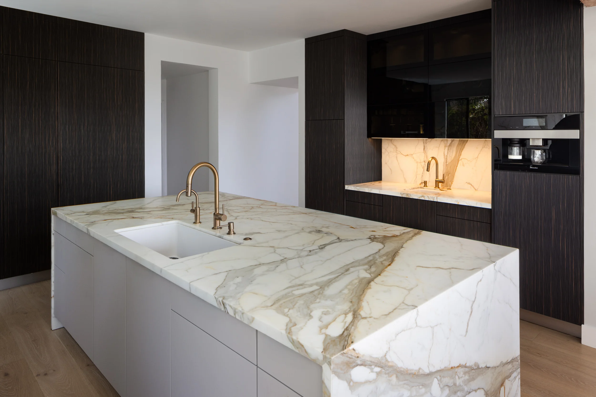 Premium countertop and hardware detail &mdash; Carlsbad Custom Kitchen