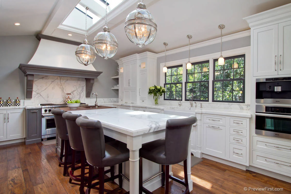 Custom kitchen island La Jolla coastal remodel