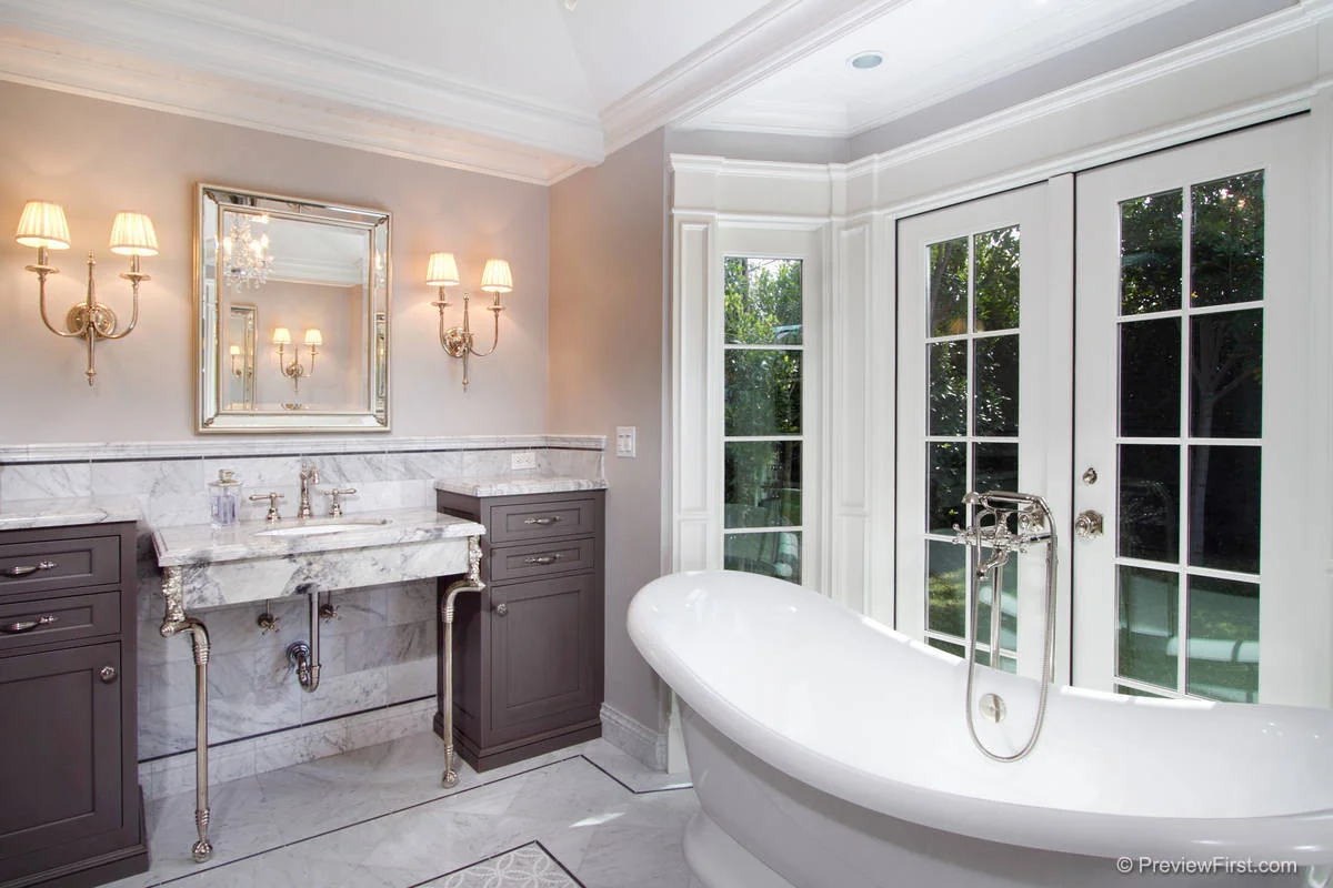 Countertop surface and backsplash design &mdash; Hamptons Style Custom Coastal La Jolla Remodel
