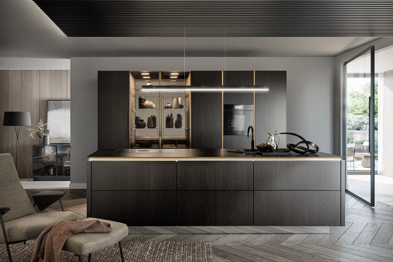 Luxury European kitchen with veneer cabinetry &mdash; Inplace Studio Orange County