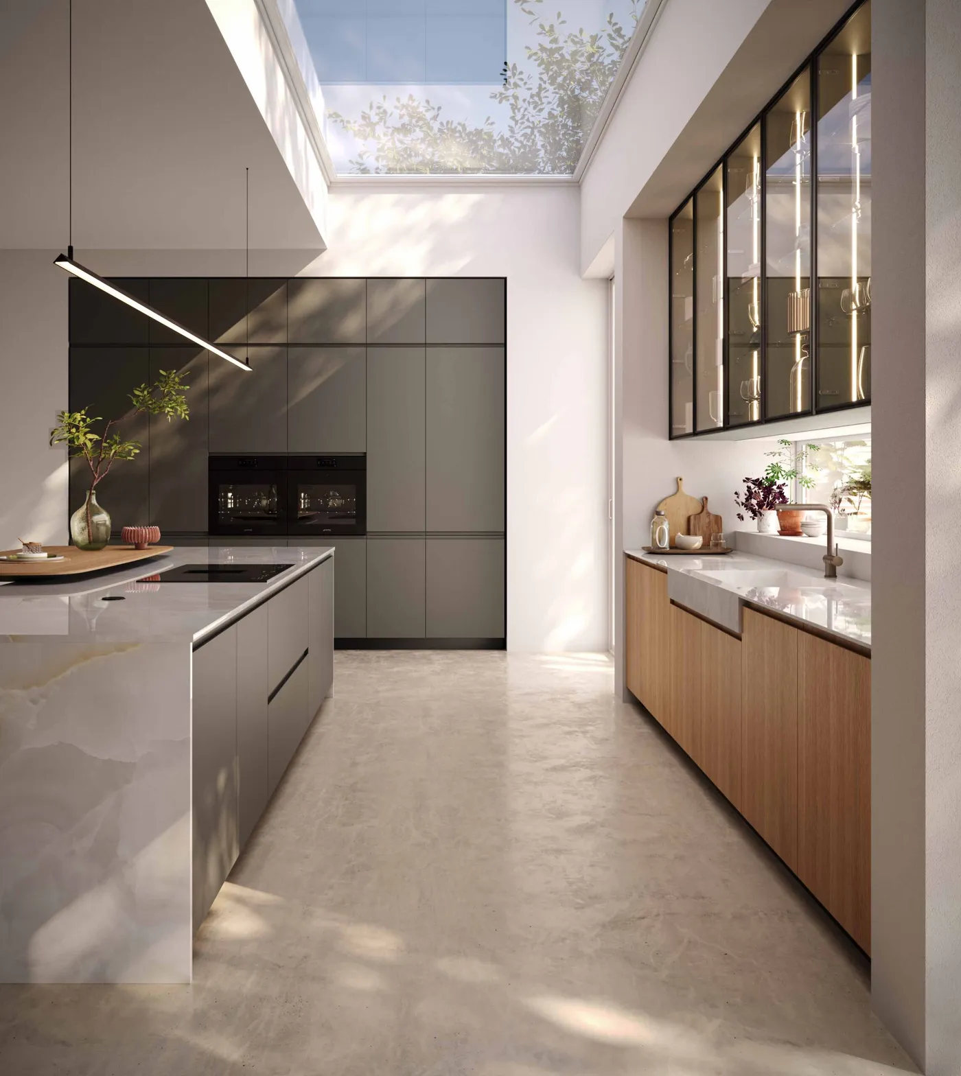 Ranzo Rastelli Masca modern Italian kitchen with oak cabinetry and marble island